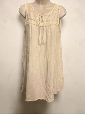Peach Love California Cream Eyelet Tassel Sundress